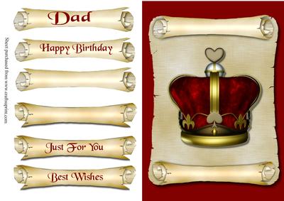 Crown on Scroll Decoupage Quick Card Front