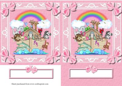 Baby Girl Noahs Ark Decoupage Quick Card Front