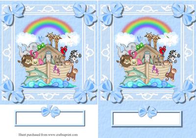 Baby Boy Noahs Ark Decoupage Quick Card Front