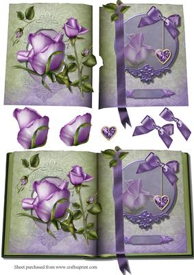 Lilac Rose Book Decoupage Quick Card Front
