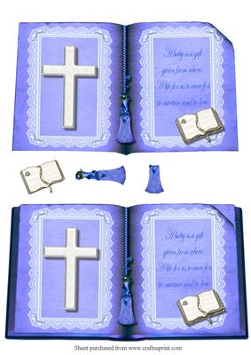 Christening Book Decoupage Quick Card Front