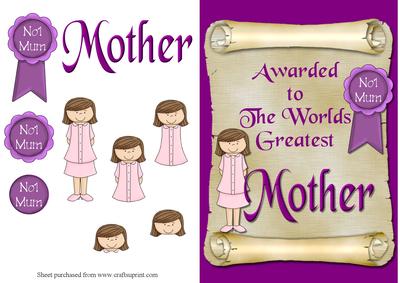 Worlds Greatest Mother Decoupage Quick Card Front