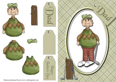 Golfing Dad Decoupage Quick Card Front