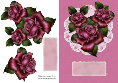 Burgundy Roses Decoupage Quick Card