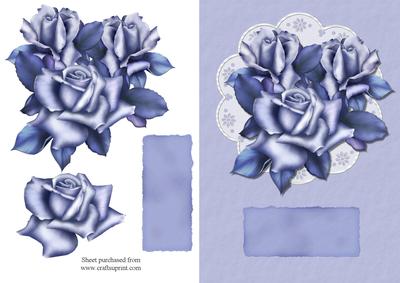 Blue Roses Decoupage Quick Card