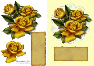 Golden Roses Decoupage Quick Card Front