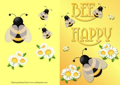 Bee Happy Decoupage Quick Card