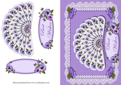 Pansy Fan Decoupage Quick Card Front