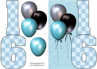 Boys 16th Shaped Decoupage Quick Card