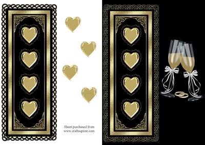 Golden Hearts Decoupage Quick Card Front
