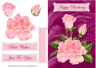 Satin & Roses Decoupage Quick Card Front