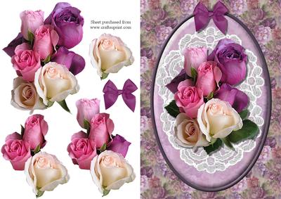 Vintage Roses Decoupage Quick Card Front