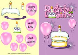 Birthday Girl Decoupage Quick Card Front
