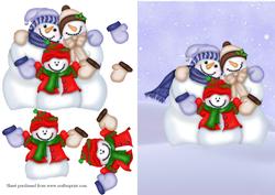 Snow Family Decoupage Quick Card Front
