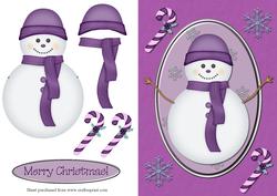 Cute Snowman Decoupage Quick Card Front