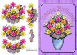 Floral Happy Birthday Decoupage Quick Card Front