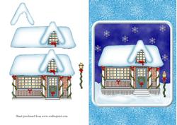 A Christmas Cottage Decoupage Quick Card Front