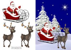 Santa & His Reindeer Decoupage Quick Card Front