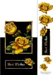 Golden Roses Over the Edge Decoupage Card