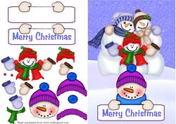 Snowman Merry Christmas Decoupage Quick Card Front