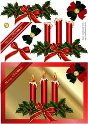 Christmas Candles Decoupage Quick Card Front