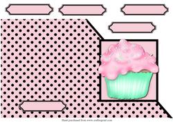 Pink Cup Cake Cut & Fold Corner Card