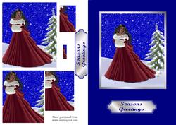 Winter Woman Pyramid Card Decoupage