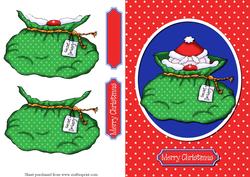 Santa in Sack Decoupage Quick Card Front