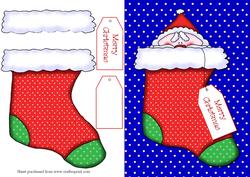 Santa in Stocking Decoupage Quick Card Front