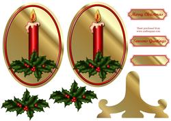 Christmas Candle Plate Card with Decoupage
