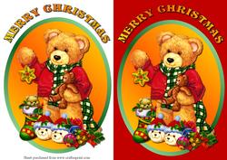 Christmas Teddy Decoupage Quick Card Front