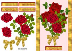 Red Roses Decoupage Quick Card Front