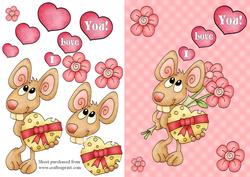Mouse with Heart Decoupage Quick Card