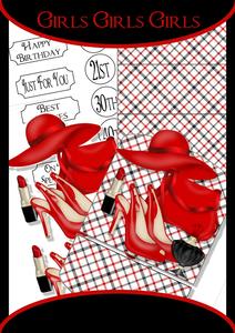 Girls Girls Girls Easel Card with Decoupage