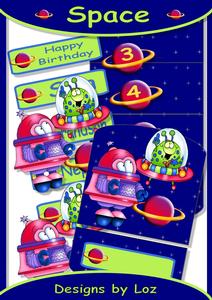 Cute Space Easel Card with Decoupage