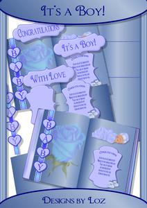 It's a Boy! Easel Book Card with Decoupage