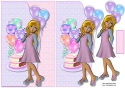 Oooh Birthday Cake Scalloped Envelope Card with Decoupage