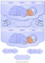 Baby Boy Envelope Quick Card Front with Decoupage