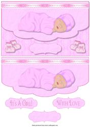 Baby Girl Envelope Quick Card Front with Decoupage