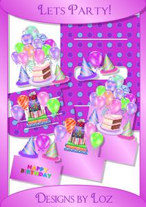 Lets Party! 3D Shelf Card with Decoupage