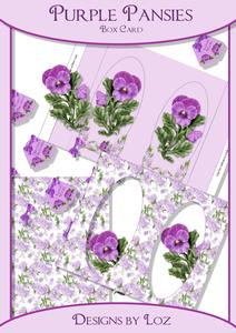 Purple Pansies 3D Box Card Kit with Decoupage