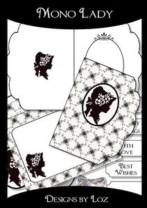 Mono Lady Scallop Card with Decoupage