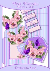 Pink Pansies 3D Easel Kit with Decoupage