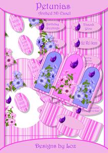 Pretty Petunias 3D Triple Arched Easel Card with Decoupage