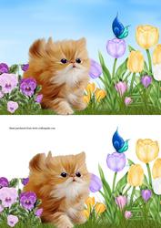 Kitten in the Garden Quick Card with Decoupage