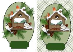 Christmas Birds Quick Card with Decoupage