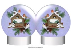 Christmas Birds Snow Globe Shaped Card