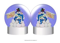 Snowmen Christmas Snow Globe Shaped Card