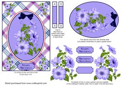 Blue Petunias Spinner Card with Decoupage