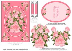 Pink Roses Spinner Card with Decoupage